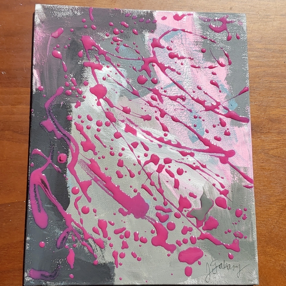 Beautiful Handmade Wall Art- Acrylic on Canvas Board- Pink Elephants 3. Pink!!